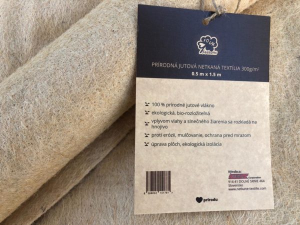 Netkaná JUTOVÁ textília 300 g/m² bio-rozložiteľná, 0,5 m x 1,5 m Netkaná JUTOVÁ textília 300 g/m² bio-rozložiteľná, 0,5 m x 1,5 m