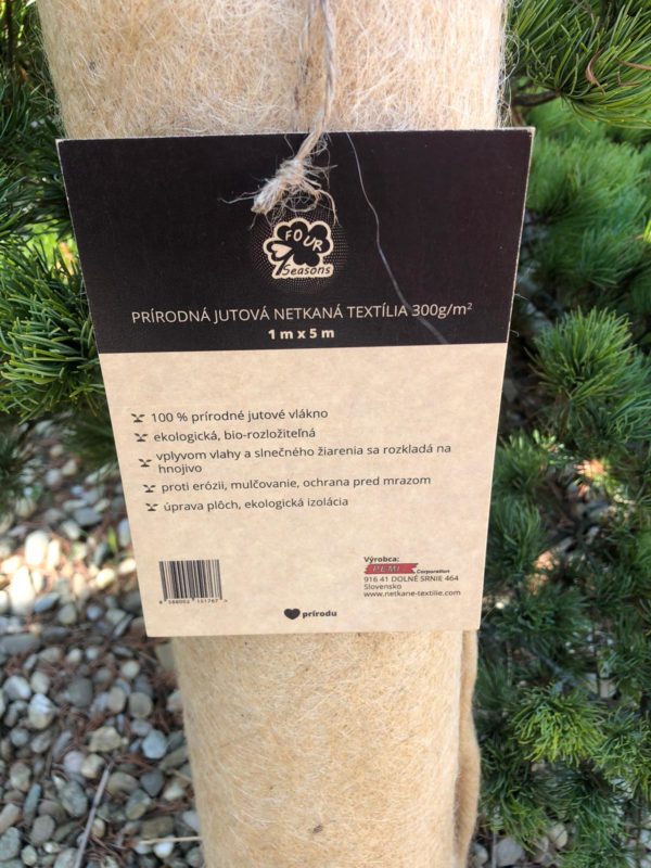 Netkaná JUTOVÁ textília 300 g/m² bio-rozložiteľná, 1 m x 5 m Netkaná JUTOVÁ textília 300 g/m² bio-rozložiteľná, 1 m x 5 m